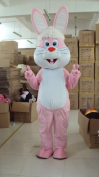 cute pink rabbit mascot costume